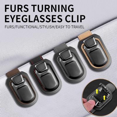 Car Glasses Clip Multifunction Integrated Durable Leather Portable Sunglasses Document Ticket Holder Clip Car Interior Accessory