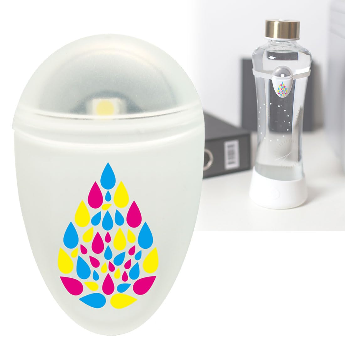 

Напоминание о гидратации, Предотвращение теплового удара, Уруон [Световые сигналы, уведомляющие о необходимости пить для гидратации], Автоматическая бутылка, Предотвращение обезвоживания