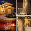 1pc 200/300LED Solar Copper Wire Horsetail String Light Outdoor Garden Tree Cane Fairy Lamp For Home Wedding Festival Decoration