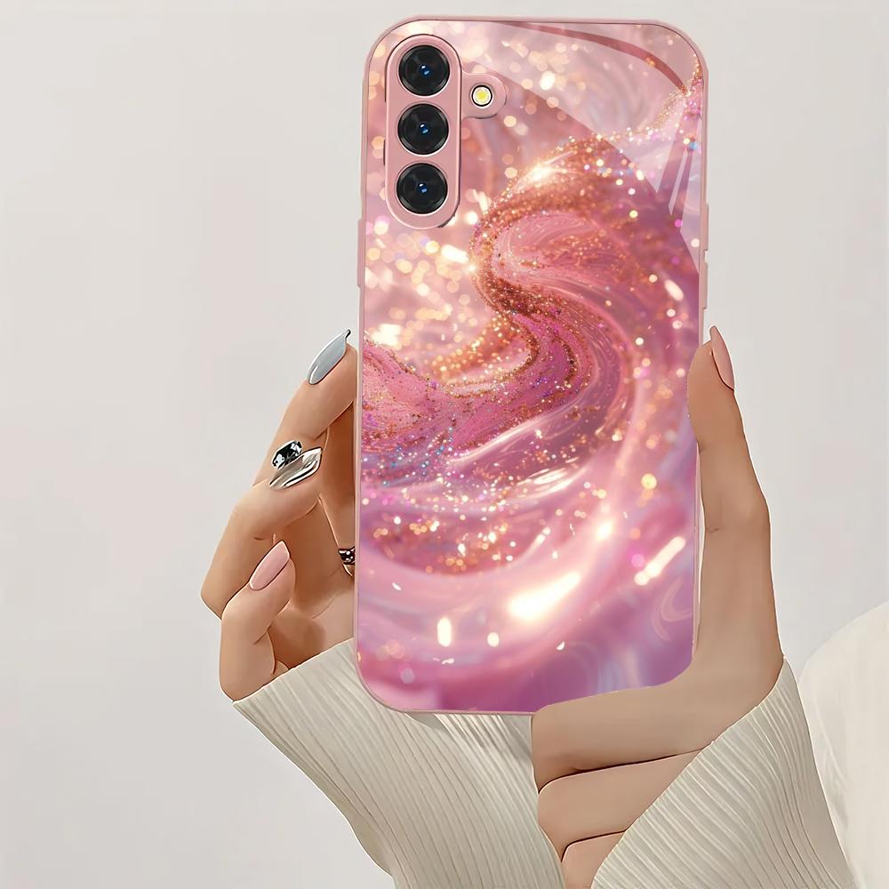 Rosa Textur Design Glas Handyhülle geeignet für Samsung Galaxy S26 S25 S24 S23 S22 S20 FE/Ultra/Plus stoßfeste Rückseite