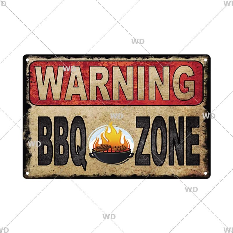 BBQ Vintage Tin Sign Plaque Barbecue Metal Plate Sign Wall Art Decoration Kitchen Man Cave Terrace Beach House Club Wall Decor