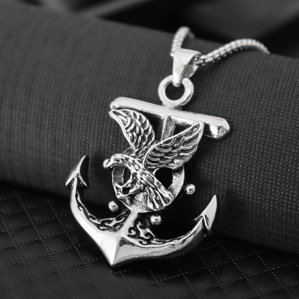 Personality Retro Punk Necklace Rock Navy Boat Anchor Eagle Men's Fashion Trend Style Pair Hip Hop Pendant