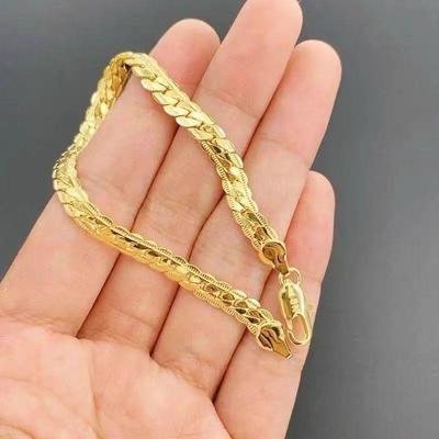 Gold-Plated 5mm European & American Sideways Bracelets for Men & Women - Fashionable Simple Jewelry.