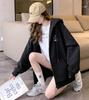 TASOGARA Long Zip Hoodie with Fleece Loose Plus Sizes Casual Wear Women's Lining, Fit, Available, Fall/Winter (JP, Alphabet, M, Black)