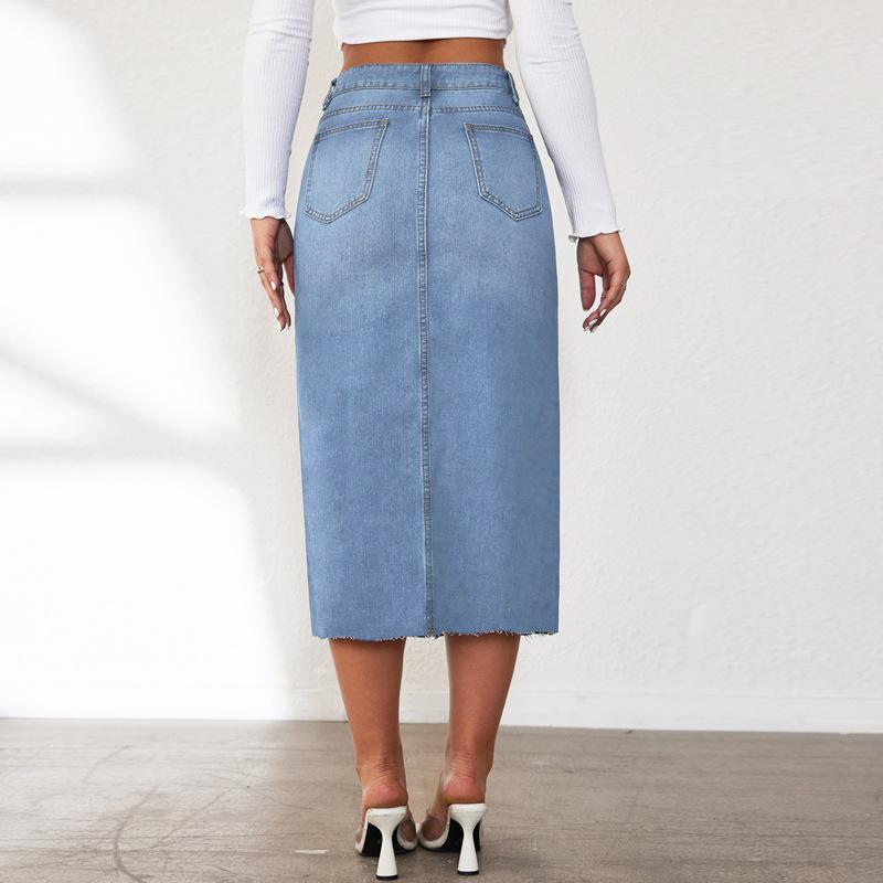 Gonna Lunga di Jeans Retro Americana Spaccata per Donna (Collezione 2025)