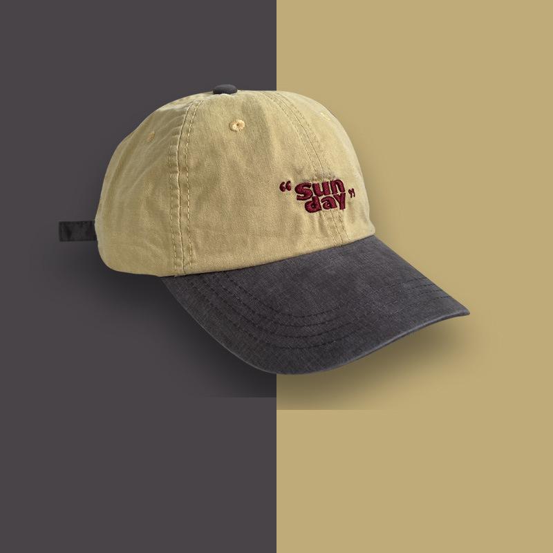 Niche contrasting color design cap personality fashionable outdoor retro sports hat soft top baseball cap men and women