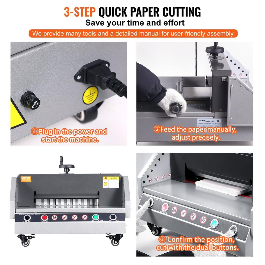 Cortadora de Papel Eléctrica, Ancho de Corte de 13" /330.2mm, Grosor de Corte de 1.57"/40mm, Máquina Cortadora de Papel de Escritorio con Control de Botón, Papel Eléctrico