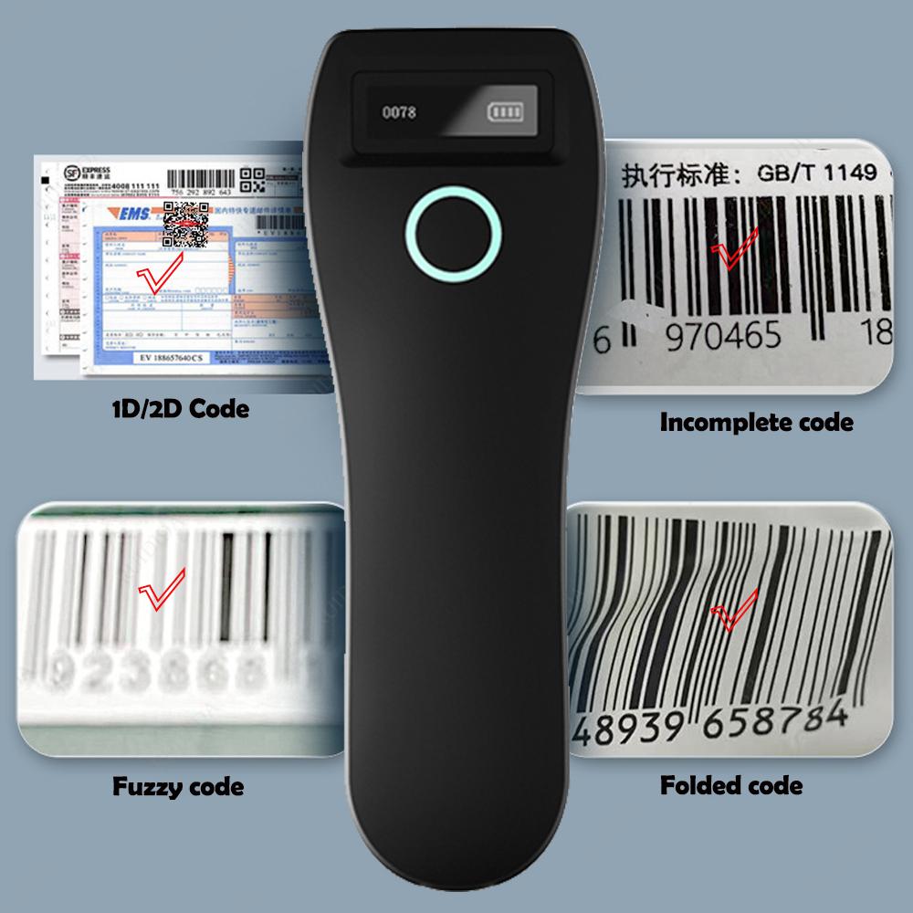Mini Bluetooth Barcode Scanner Packot Wireless Qr Code Reader Portable 1D 2D Bar Scanner Handheld for Courier Logistic Shop