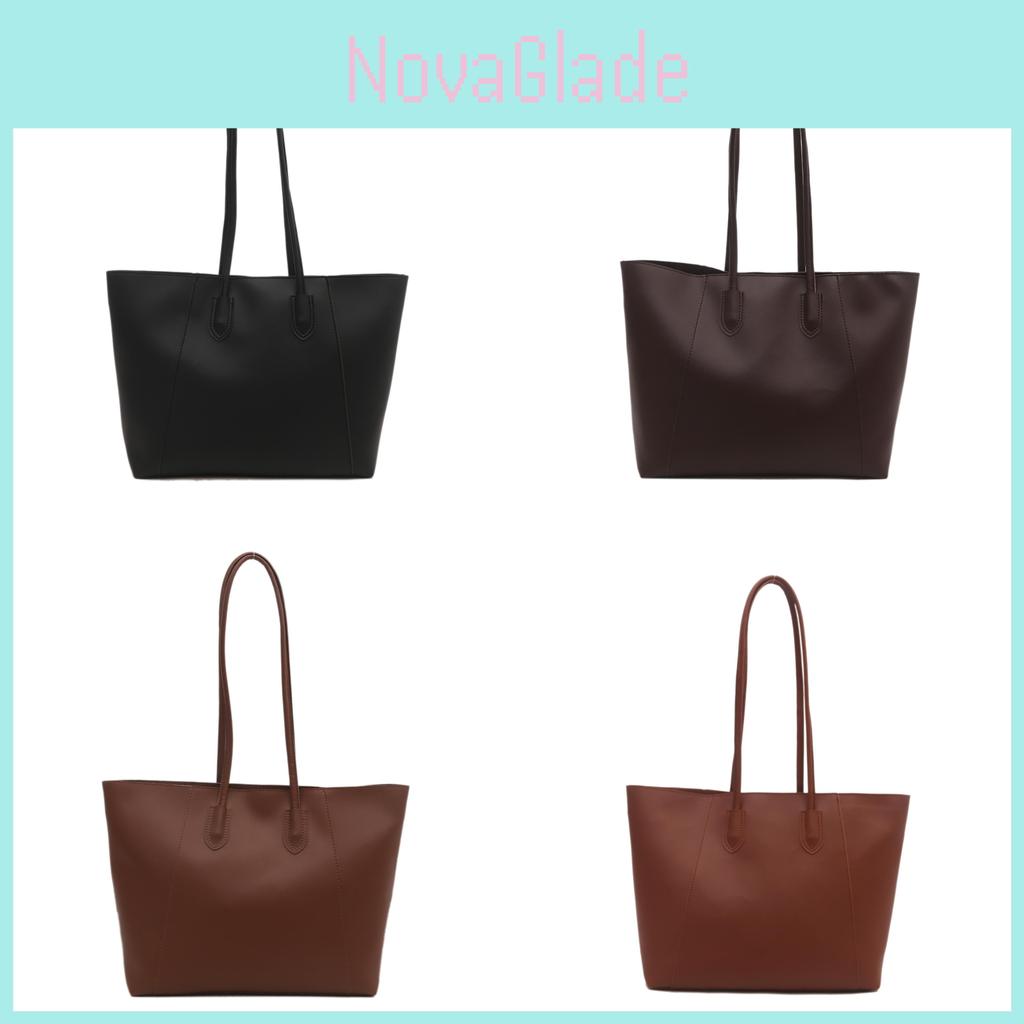 Stylish And Trendy Large Pu Tote Bag For Women In Black Coffee Yellow Brown And Red Colors