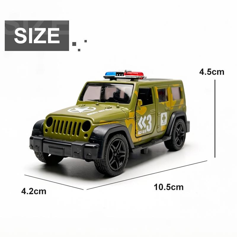 1:38 Alloy Vintage Diecast Wrangler Police OFF-Road Car Model Classic Pull Back Car Model Miniature Vehicle Replica Collection