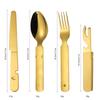 Stainless Steel Outdoor Tableware Set  Portable and Foldable Combination Western Food Knife Fork Spoon Multi-functional Bottle Opener for Travel