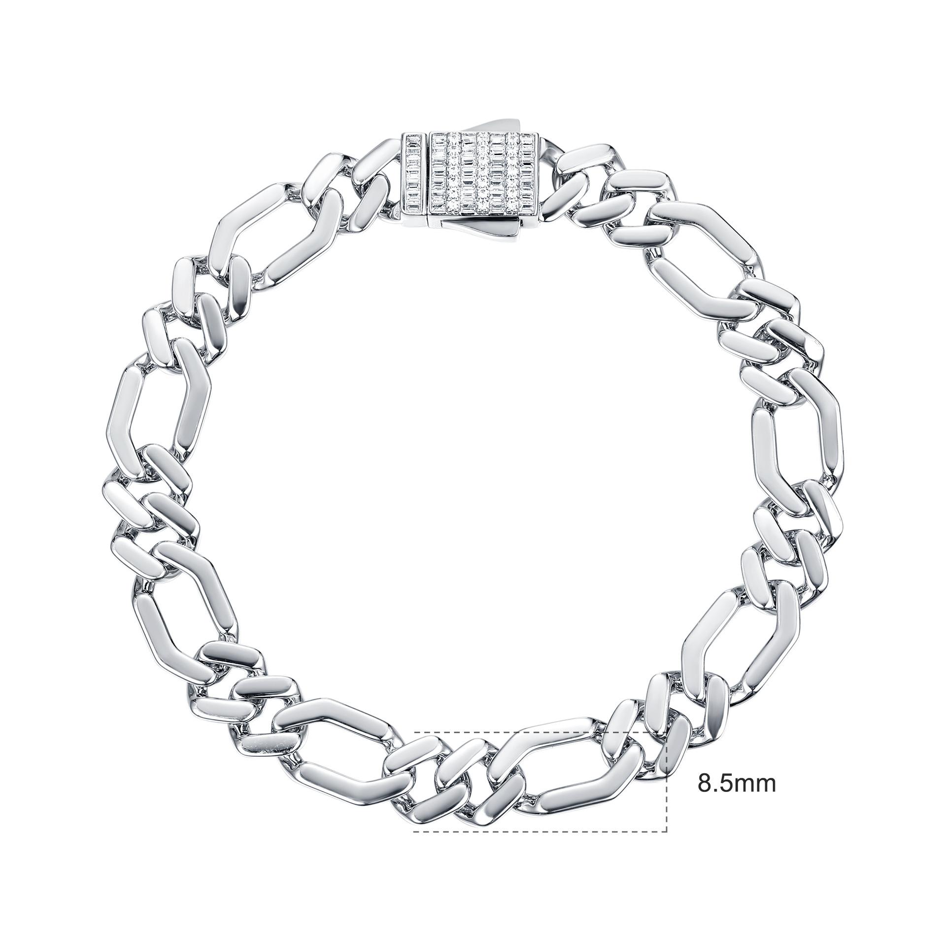 Европа, Америка, браслет с ромбовидными цирконами и пружинной застежкой, нишевый дизайн, хип-хоп взрыв 7.5inch