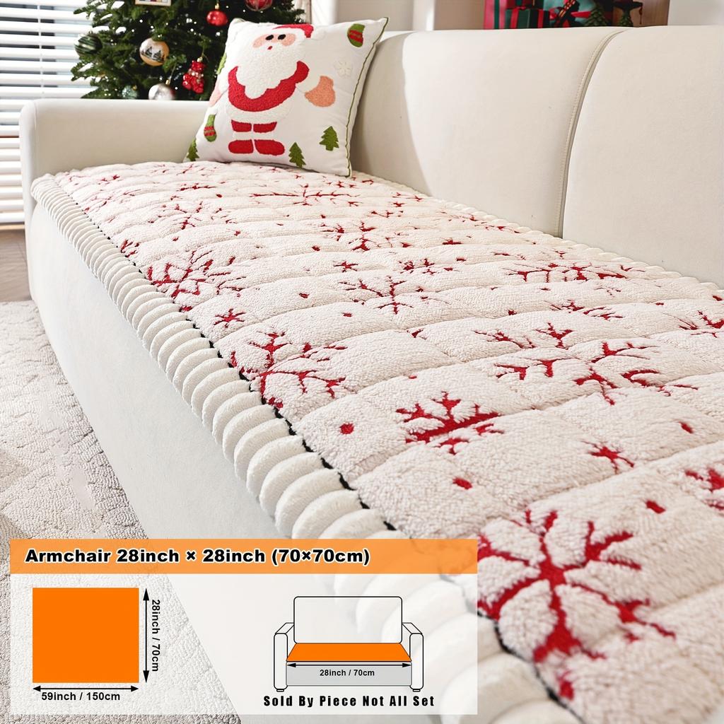 1pc Plush Quilted Christmas Snowflake & Cable--like Sofa Cushion Cover - Thick Milk -like Texture