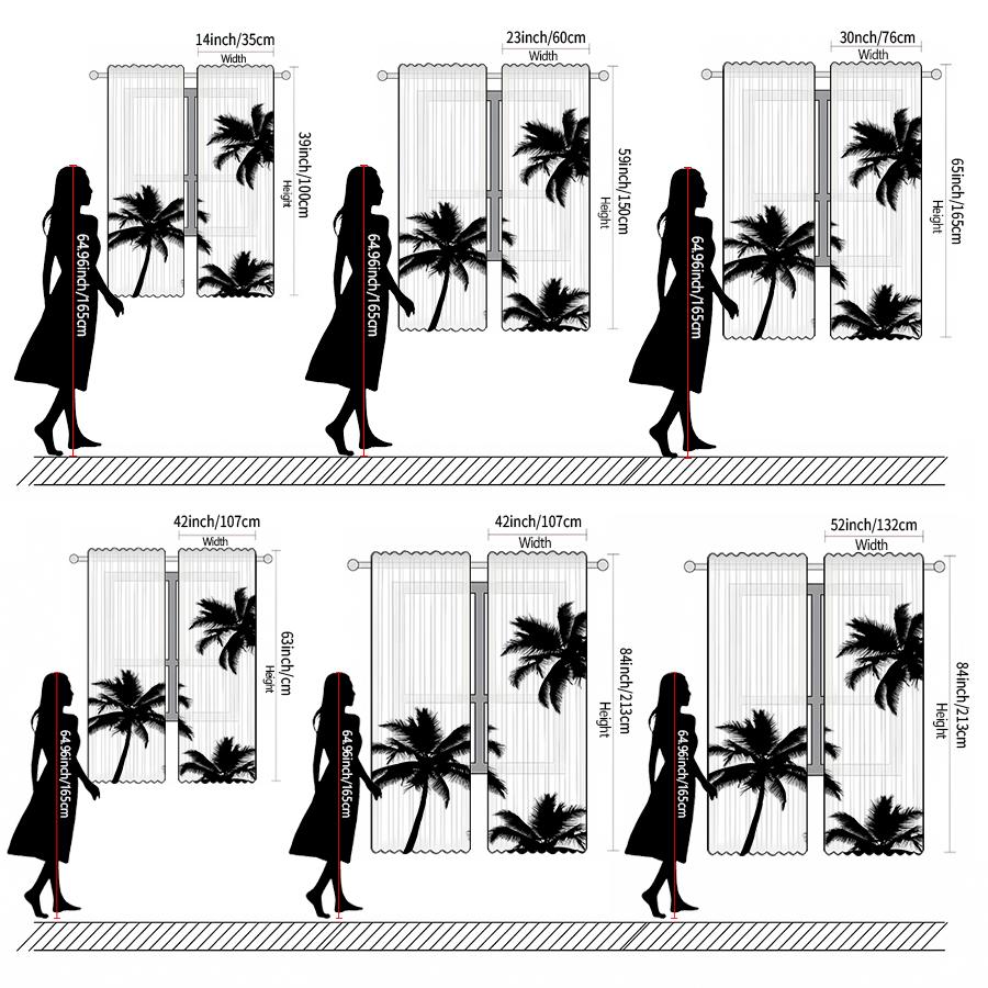 2 Stück - Schwarz-Weiß-Kokospalmen-Druck Vorhänge   Stangentaschenvorhänge   Weihnachtsdekorationen   Heimdekorationen   Raumdekoration