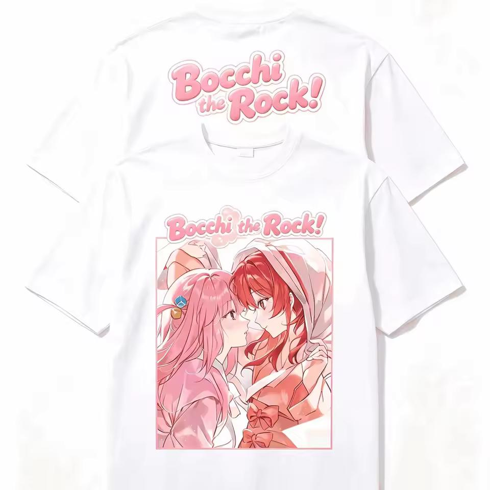 2026 Summer Hot‑Sale Bocchi The Rock! Anime Graphic Print Unisex Gothic Crew‑Neck Light‑Print Casual Outdoor Pure‑Cotton T shirt