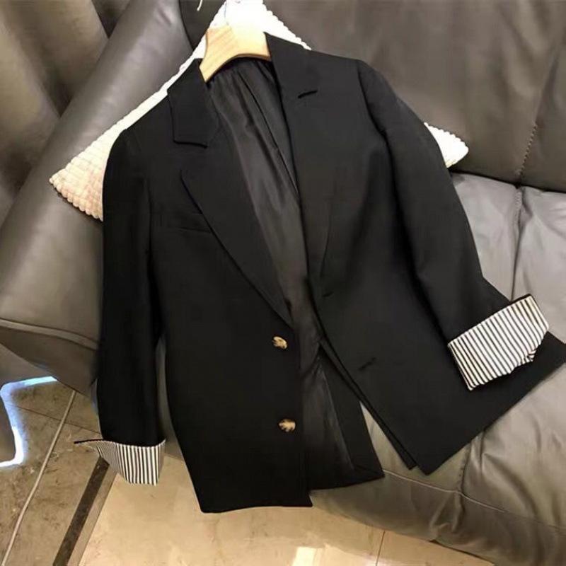 Casual Blazer Women's New Korean Style Spring and Autumn Loose Women's Khaki Small Suit Women's Black Autumn and Winter