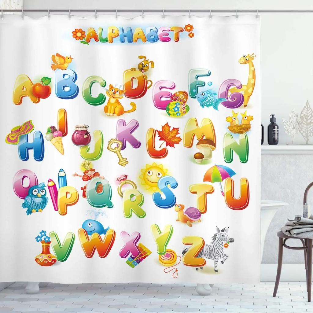 Creative Element Periodic Table Shower Curtain Modern Style Chemical Digital Pattern Bathroom Supplies Cloth Curtains Decorati