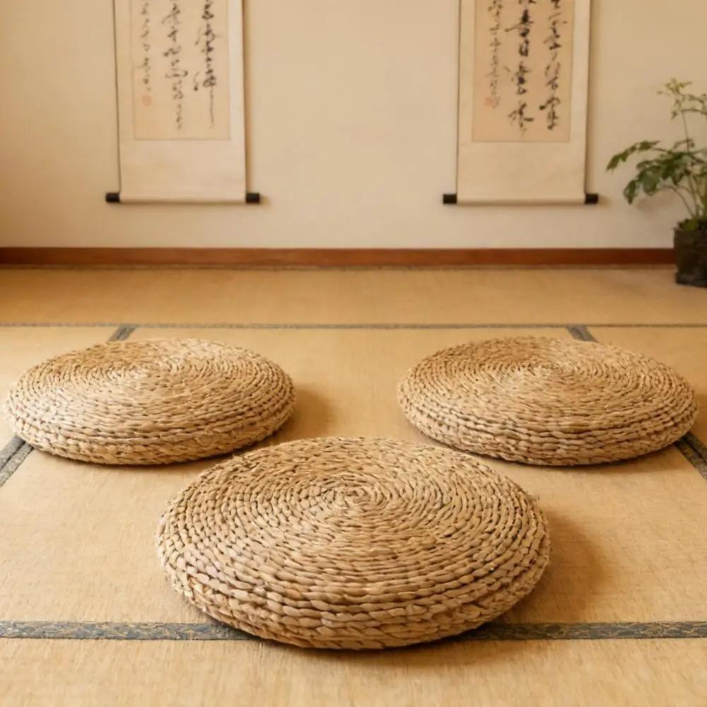 Japanese-style Straw Weaving Sitting Cushion Thickened Seat Cushion Yoga Seat Mat Living Room