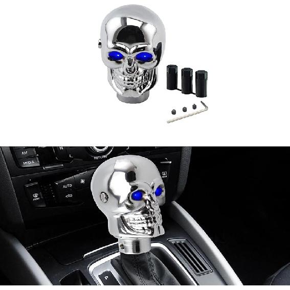 ASUBHA Skull Shifter Knob, Personalized Skull Shifter Head With Adjustable LED Double Eyelet Decorations, Gear Knob Head Universal Car Interior