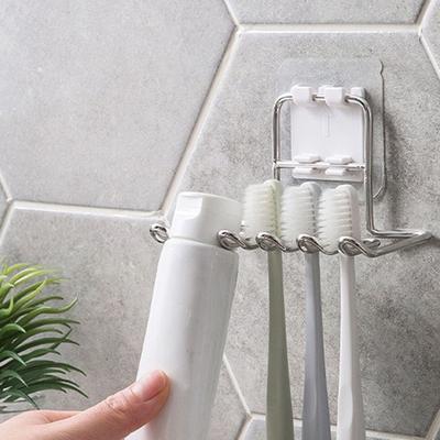 Suporte de Escova de Dentes de Aço Inoxidável Montado na Parede Banheiro Escova de Dentes Pasta de Dente Navalha Organiza Suporte Acessórios de Banheiro