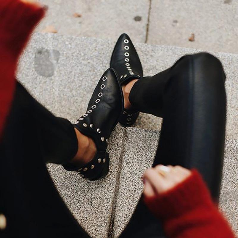 Women's Ankle Boots Autumn Versatile Pointed Rivet Personalized Short Boots Women