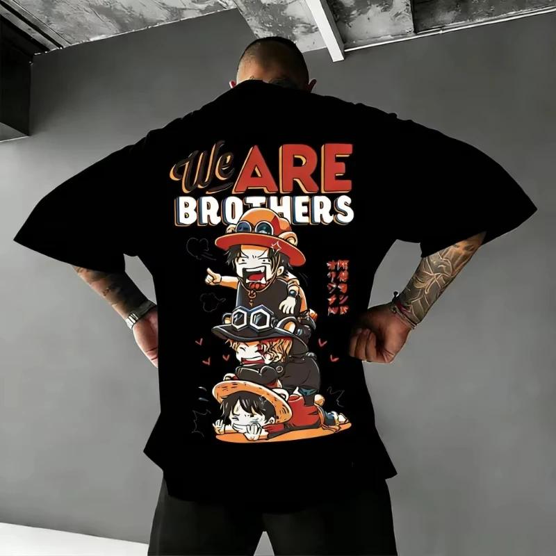 One Piece Ace Luffy Brothers Anime T Shirt Men Women pure Cotton Graphic Tee 2026 Summer new Tee Streetwear Casual Tops Y2k