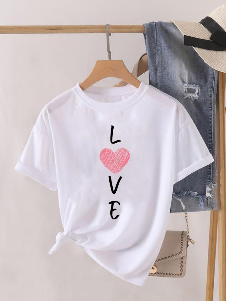 (Asian Size) Cartoon Cute 90s Lady Female Top Printed Fashion Graphic Short Sleeve T-shirts Tee Clothing Women Casual T Shirt