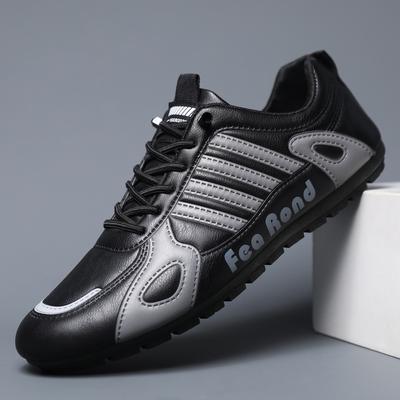 Leather Beanie Shoes Men's Fashion Trend Sports Shoes Korean Version Breathable Running Shoes Soft Sole Comfortable Casual Shoes