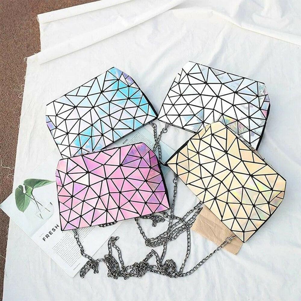 A5 A4 Laser Hologram PU Faux Leather Fabric Geometric Polygon texture for Bag Bow Craft DIY Jewelry Clothing Sewing Material