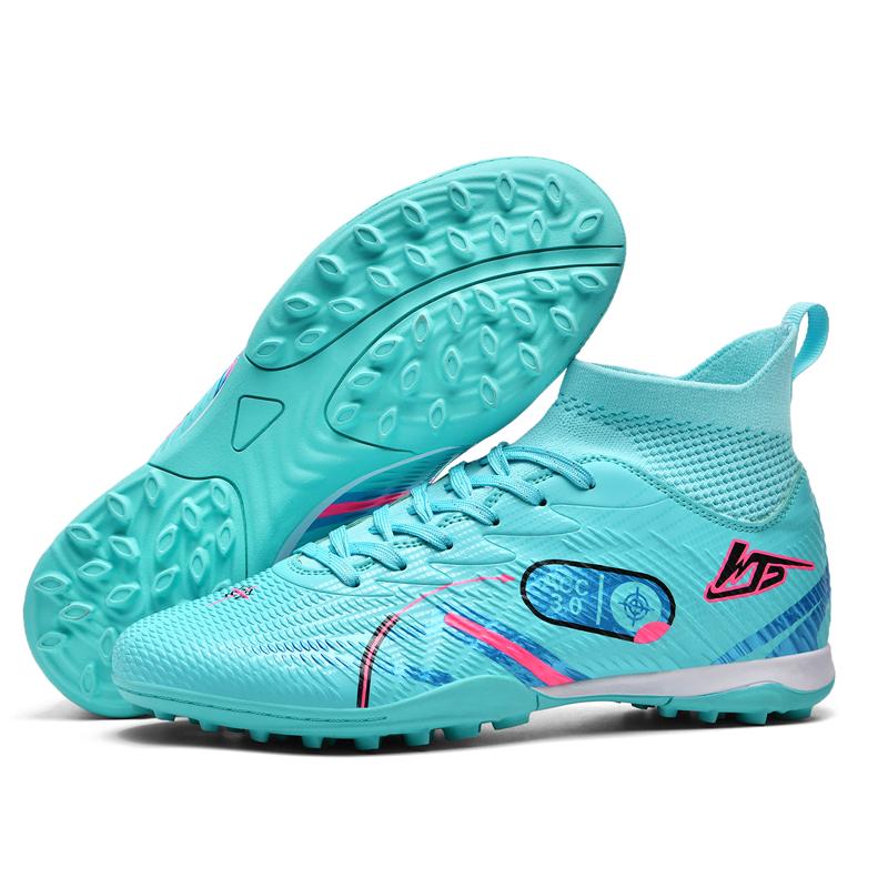 

32-46 Чоловічі Високі Еластичні Шкарпетки Футбольні Бутси Гумова М яка Підошва Короткі Шипи Молодіжні Дитячі Футбольні Бутси Хлопчачі Футбольні Бутси 40 ціан