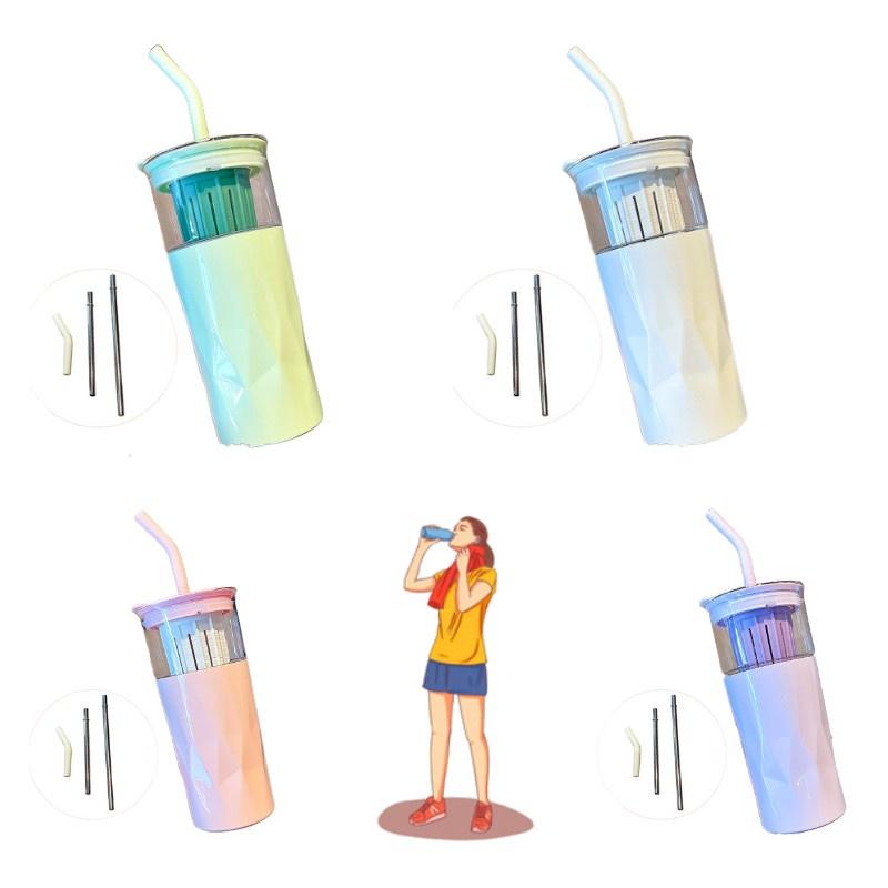 Stylish Glass Cup With Straw And Large Capacity Ideal For Students Summer And Tea Lovers