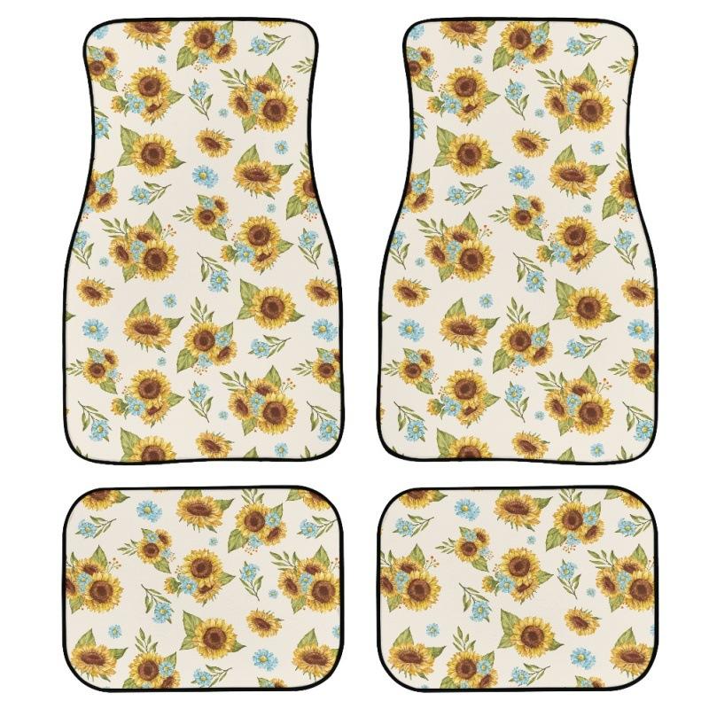 New Car Floor Mat Dustproof And Dirt-Resistant Four-Piece Floor Mat Sunflower