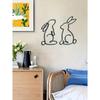 2 PCS Metal Rabbit Wall Art Geometric Bunny Iron Sculpture Farmhouse Decor