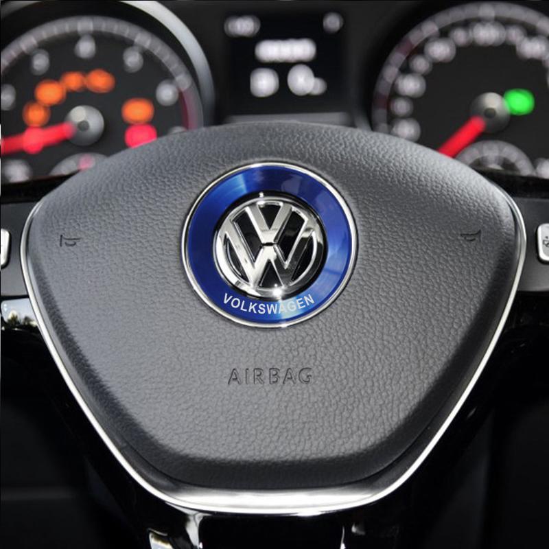2026 Hot For VW VOLKSWAGEN Car Aluminium Alloy Steering Wheel Logo Circle Trim Sticker For Volkswagen VW Golf Polo Jetta CADDY T
