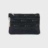 Recycled Black 3-Zip Cosmetic Pouch [7158.R086]