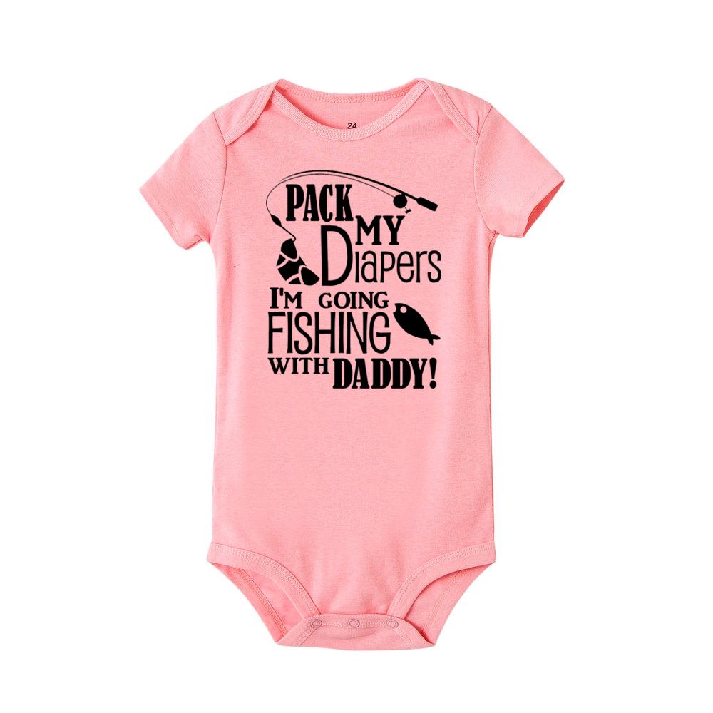 

Комбинезон для новорожденных с принтом «Я собираюсь на рыбалку с папой», комбинезон для малышей, боди для мальчиков и девочек с короткими рукавами 3M