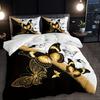 3 szt. Czarny Biały Złoty Zestaw Pościeli Wzór Motyli Przytulna Poszwa na Kołdrę Rozmiar King Queen Twin Prezent Urodzinowy do Dekoracji Sypialni dla Dorosłych