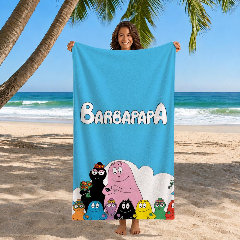 Cartoon Barbapapa Towel Beach Towel Quick Dry Sand Free Bath Towel for Summer Pool Travel Vacation
