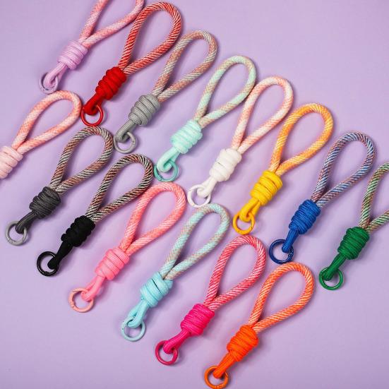 2Pcs Keychain Lanyard Two-Color Design Braided Rope Wrist Strap with Hanging Ring Keys Phone Bag Decor DIY Accessories