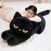 Black Cat Plush Pillow Soft Doll Stuffed Lying Cat Cushion Cute Sleeping Cat Design Lovely Birthday Gift Idea for Cat Lovers