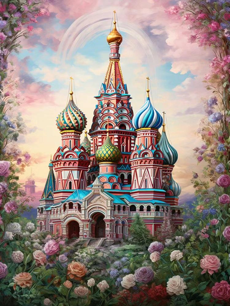 Diamond Painting Castle Russia 5DDIY Diamond Flower Picture Embroidery Landscape Church Mosaic  Kit Handmade Hobbies Decoration