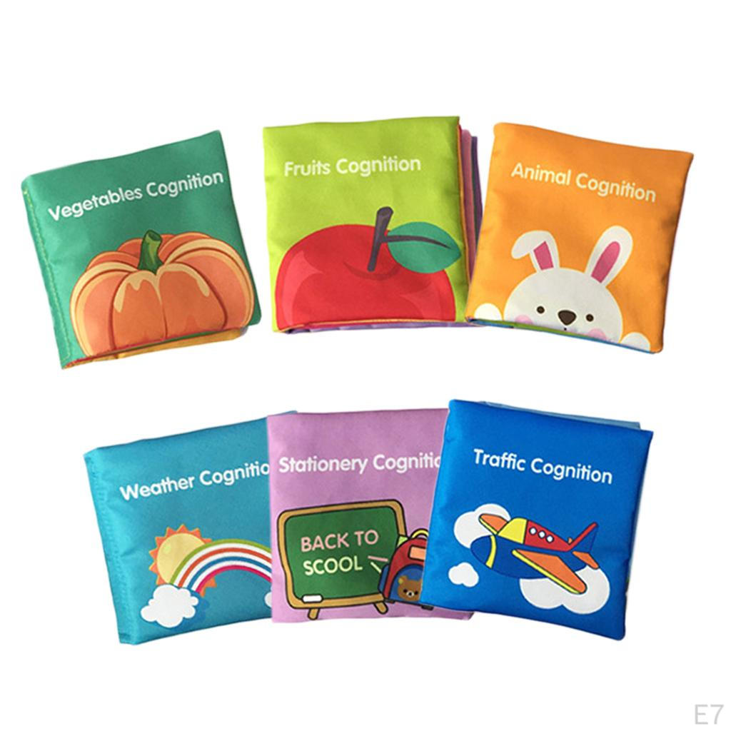 6 Pcs Development Cloth Book Educational Toy (Body Parts Weather Animal Recognition) For Kids Early