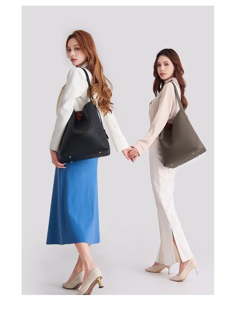 Large Capacity Lychee Grain Crossbody Tote Bag
