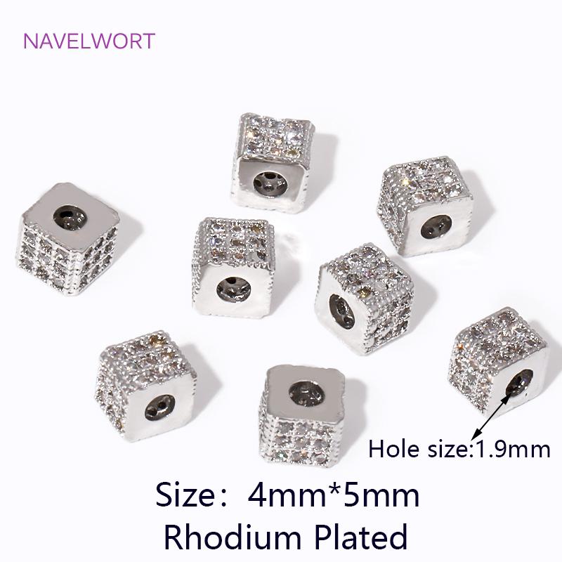 Luxury 18K Gold Plated Brass Pave Zircon Square Spacer Beads For Bracelet Making,Beads Separators,DIY Jewelry Making Findings