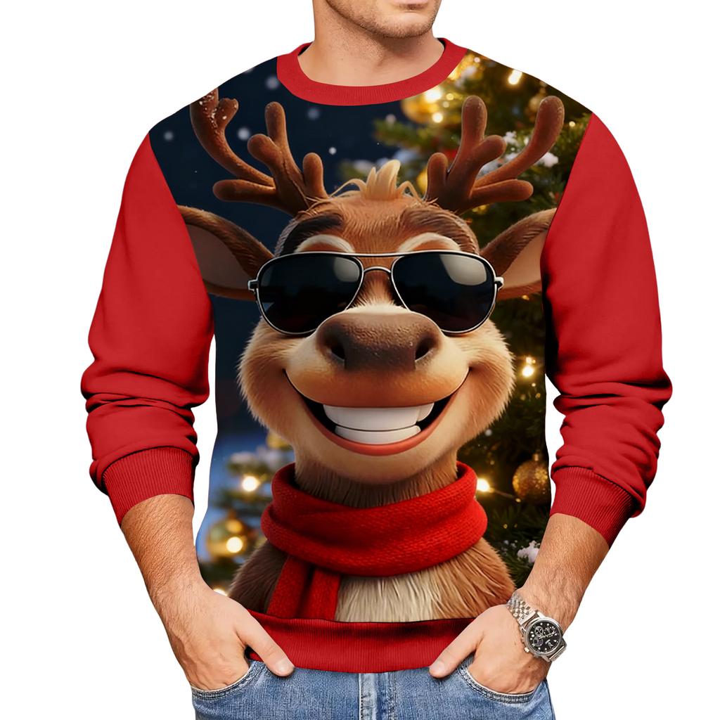 Christmas Print Loose Men's Hoodie