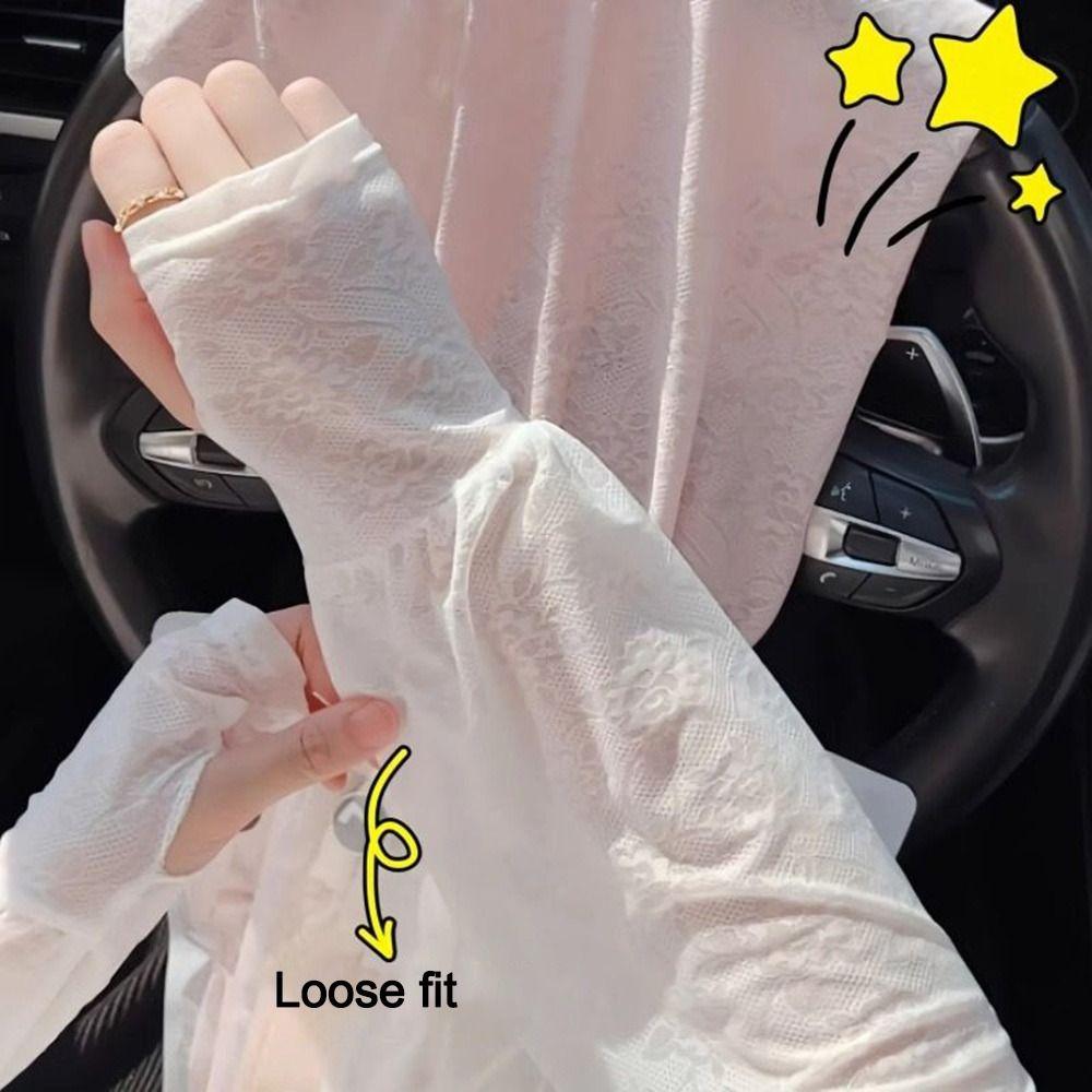 Long Driving Sleeve Lace Arm Glove Sleeves Fashion Sunscreen Sleeves  Summer