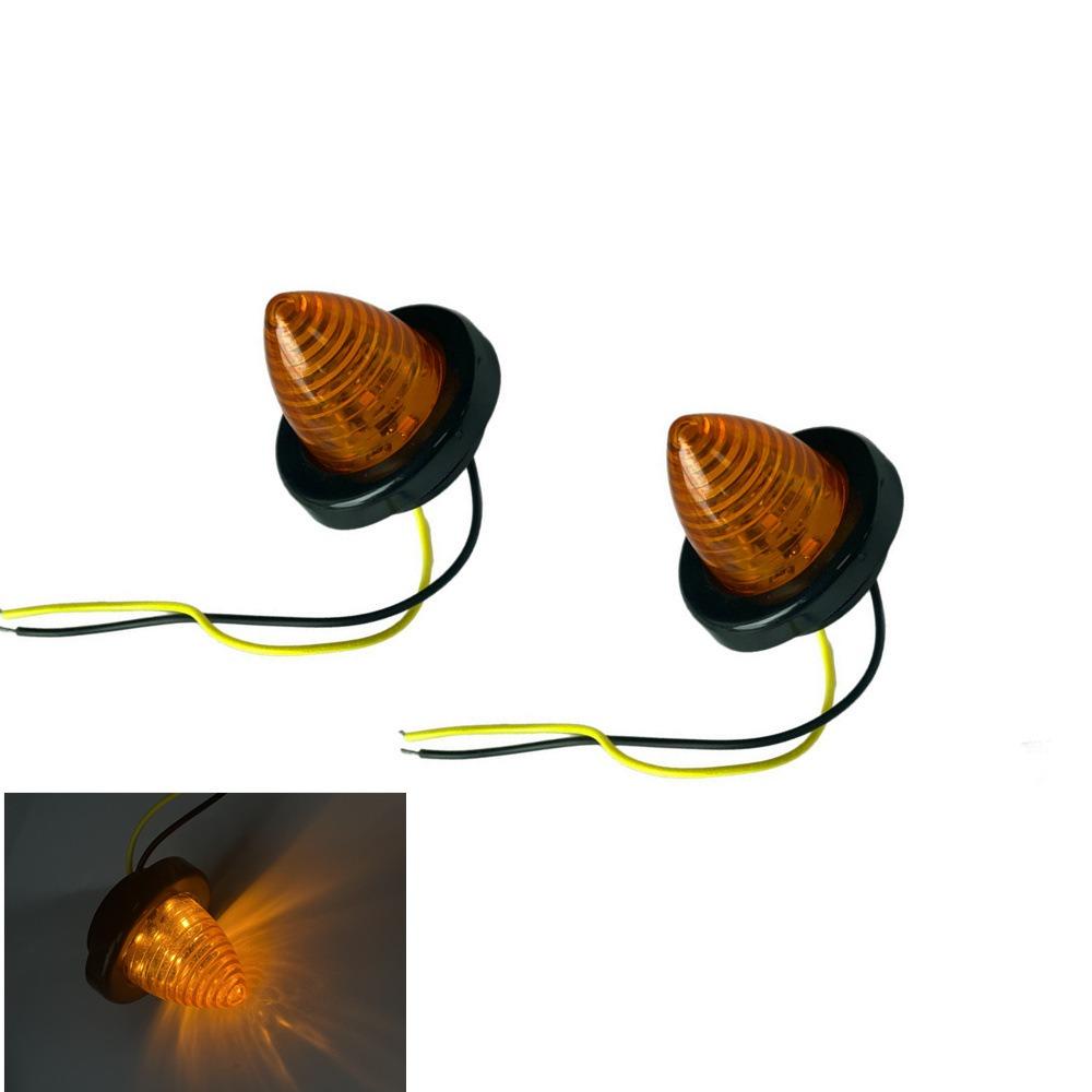 

2PCS Small Round LED Side Marker Lights Car Front Rear Clearence Indicators Light 12V 24V Trucks Trailer RV Bus Signal Taillight жовтий