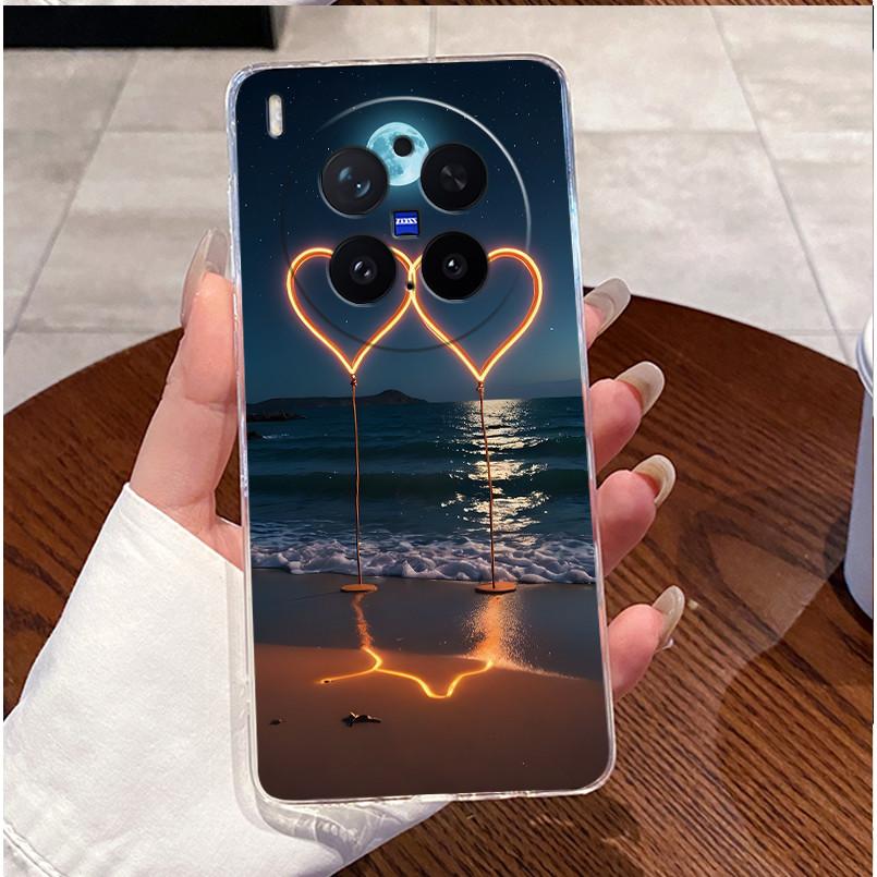 Green Fluffy Cartoon Rabbit Pattern Phone Case For Vivo X300 Pro Transparent TPU Soft Cover Shockproof Couple Protective Shell