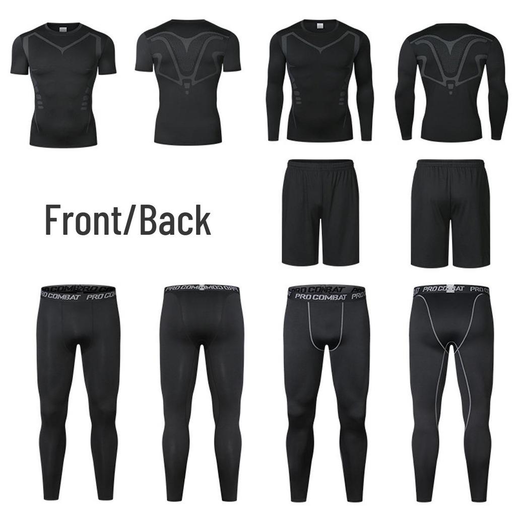 Men's Quick-Dry Sports Suit: Tight-Fitting Running & Basketball Three-Piece Set (Breathable Long Sleeve Top & Pants)