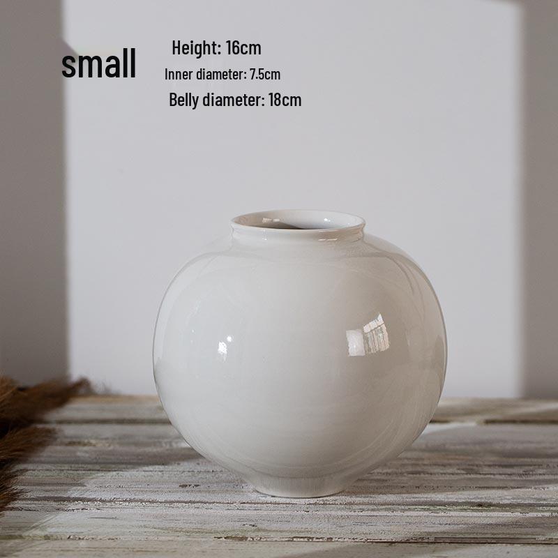 

Ручная работа, керамическая ваза цвета слоновой кости в форме лунного горшка для гидропонных цветочных композиций - Новый китайский стиль